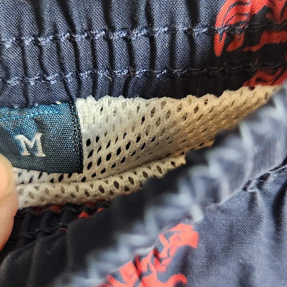 Polo by Ralph Lauren Red Lobster Print Navy Board‎ Shorts Pockets Beach Medium